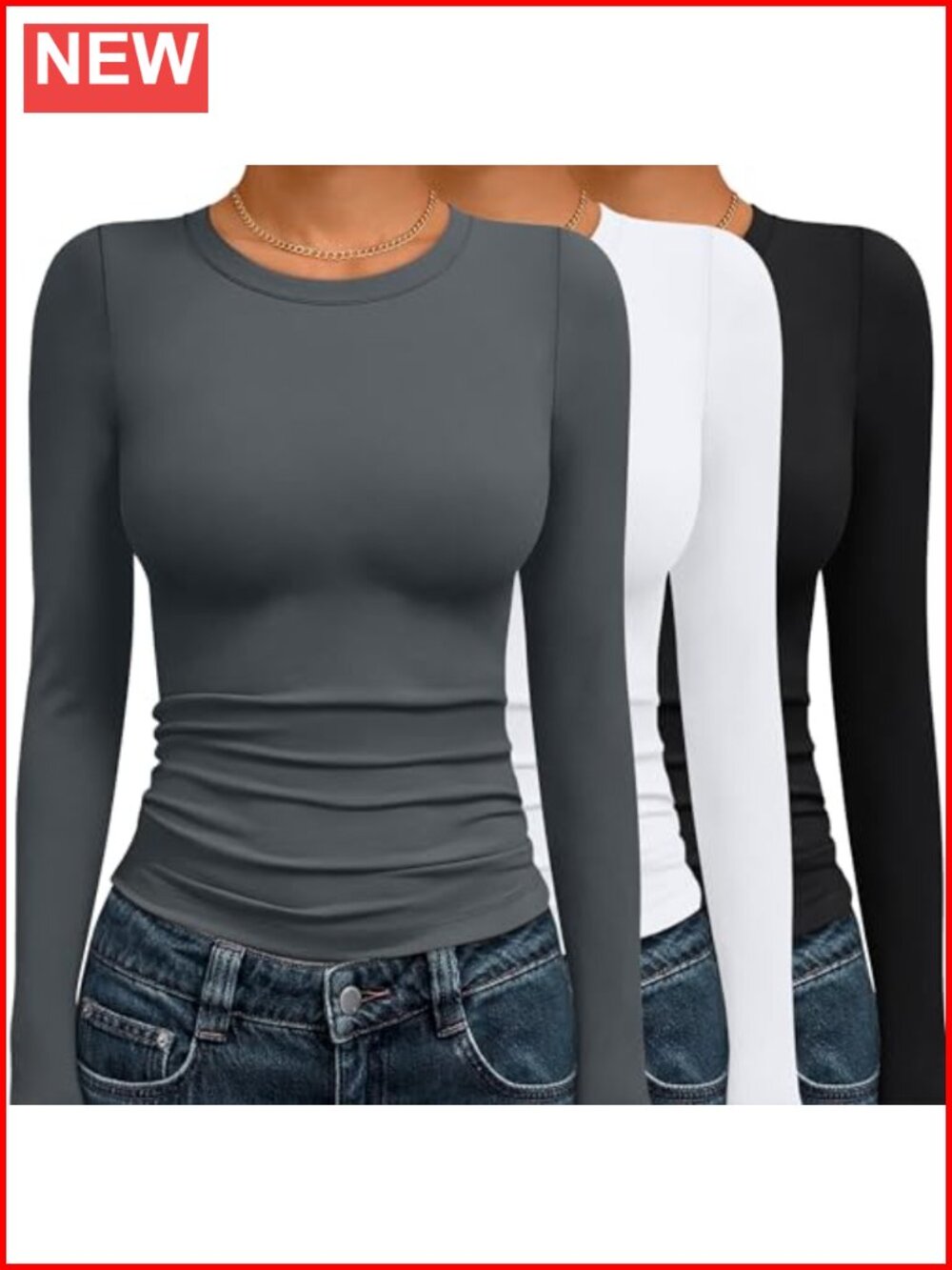 AUTOMET 3 Pack Womens Long Sleeve Basic Underscrub Compression Tops